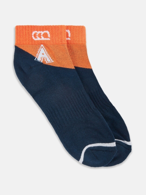 

Ajile by Pantaloons Men Navy Blue & Orange Colourblocked Ankle-Length Socks