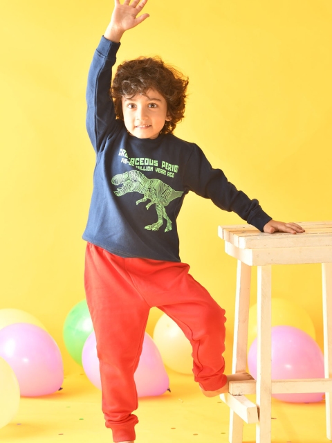 

Anthrilo Boys Navy Blue & Red Printed Night suit