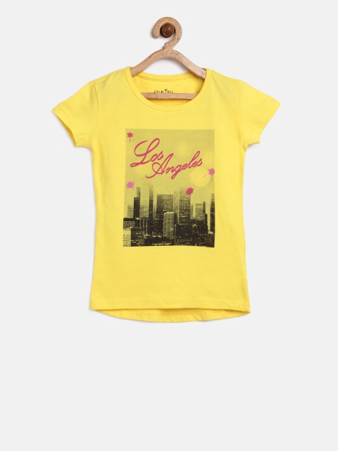 

Palm Tree Girls Yellow Printed Top