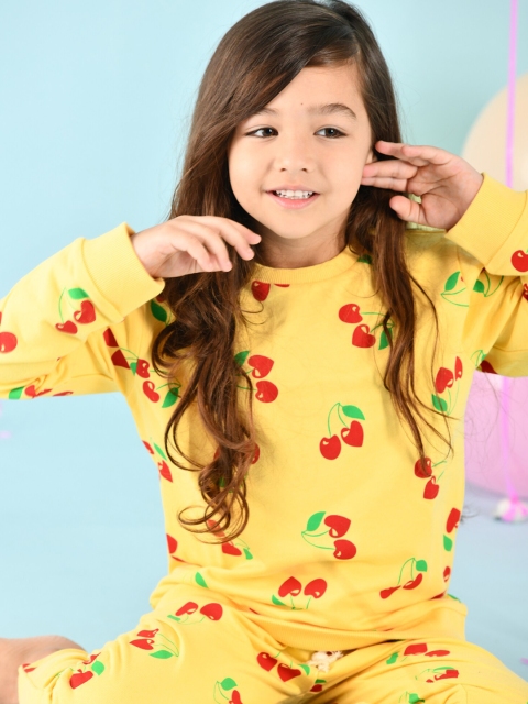 

Anthrilo Girls Yellow & Red Printed Top with Trousers