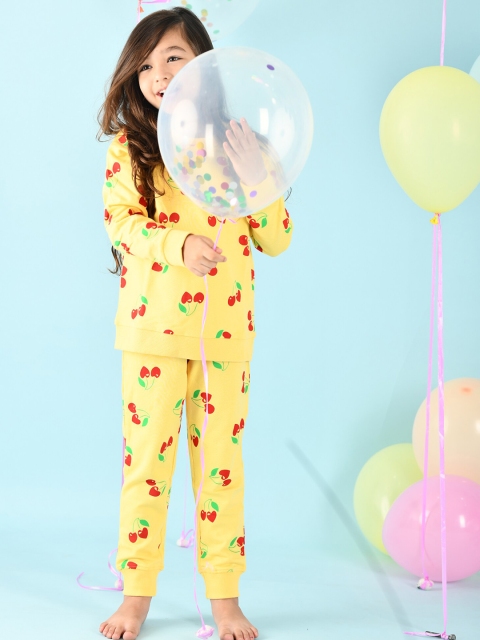 

Anthrilo Girls Yellow & Red Printed T-shirt with Trousers