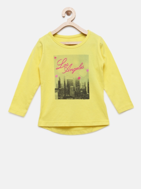 

Palm Tree Girls Yellow Printed Round Neck T-shirt