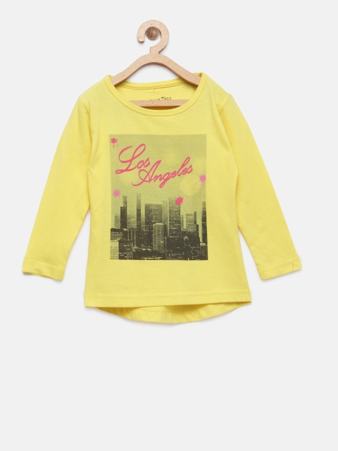 

Palm Tree Girls Yellow Printed Round Neck T-shirt