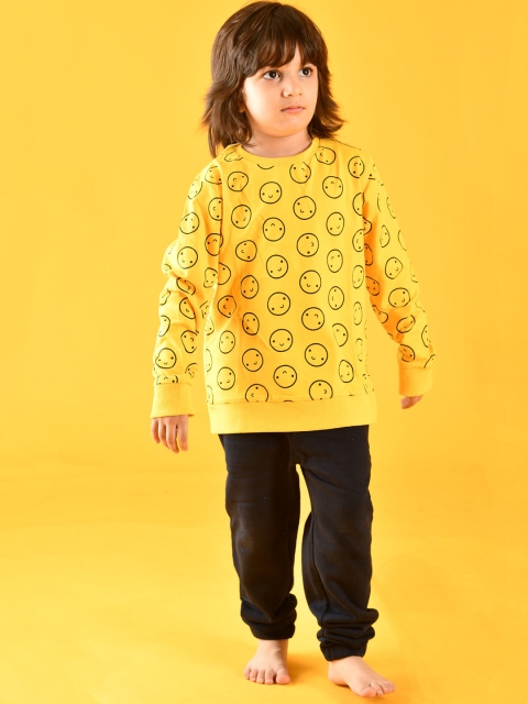 

Anthrilo BOYS HAPPY FACE YELLOW SWEATSHIRT JOGGER SET NIGHT SUIT