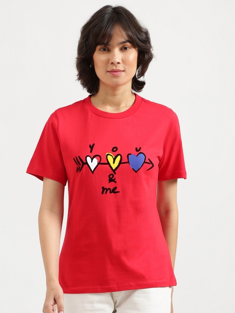 

United Colors of Benetton Women Red Printed T-shirt