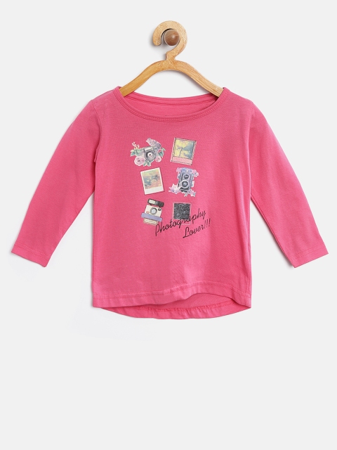 

Palm Tree Girls Pink Printed Round Neck T-shirt