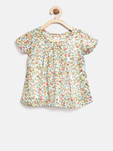 

Palm Tree Girls Green & White Printed A-Line Top