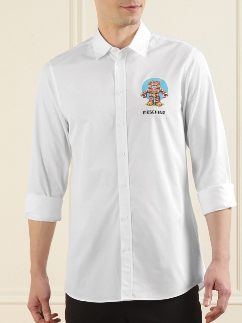 

MOSCHINO COUTURE Men White Casual Shirt with Robo Teddy Print