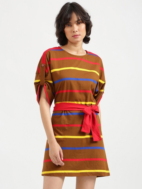 

United Colors of Benetton Brown Striped T-shirt Dress