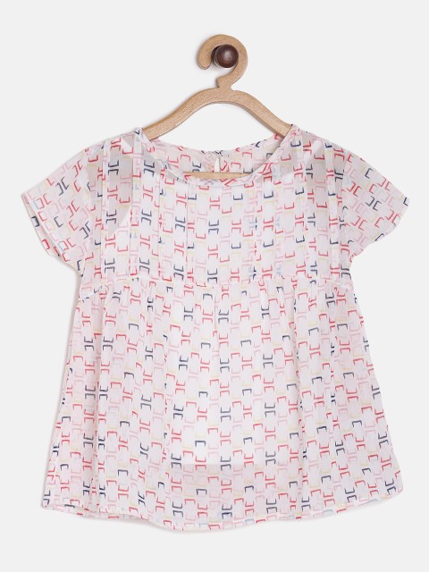 

Palm Tree Girls Off-White Printed A-Line Top