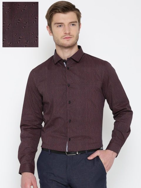

Arrow New York Men Burgundy & Black Snug Fit Printed Semiformal Shirt