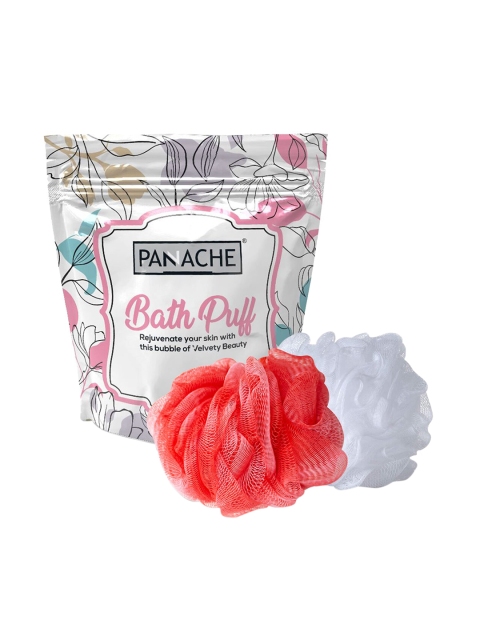 

Panache Set Of 2 Red & White Premium Bath Puff Loofah