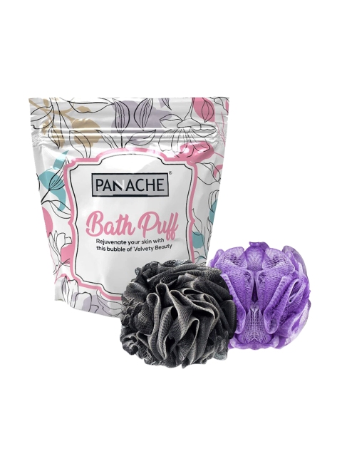 

Panache Set Of 2 Black & Purple Premium Bath Puff Loofah