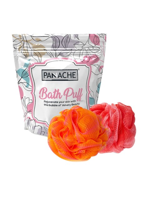 

Panache Set Of 2 Red and Orange Premium Bath Puff Loofah