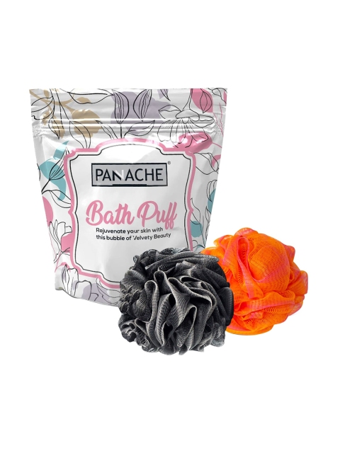 

Panache Set Of 2 Black & Orange Premium Bath Puff Loofah