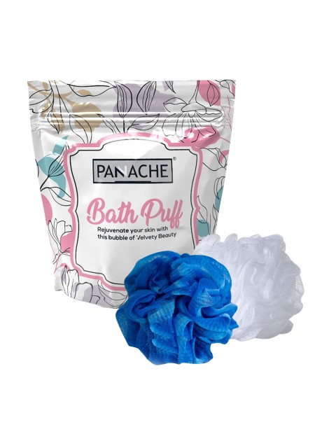 

Panache Set Of 2 Blue & White Premium Bath Puff Loofah