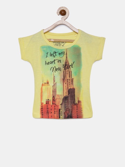 

Palm Tree Girls Yellow Printed Round Neck T-shirt