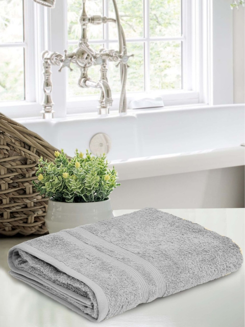 

haus & kinder Set Of 2 Grey Solid Pure Cotton 500 GSM Bath Towels