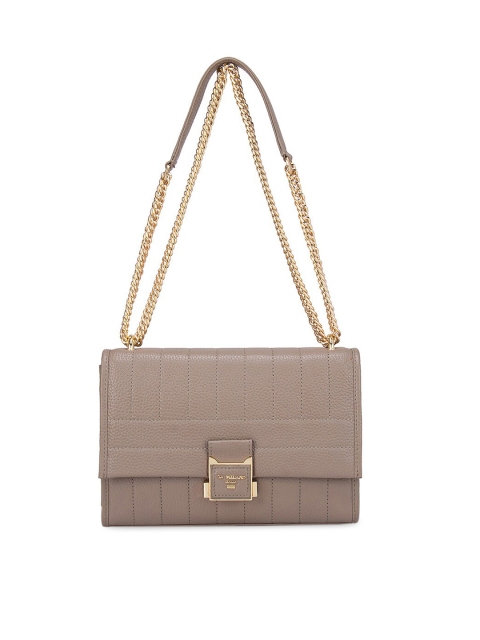 

Da Milano Brown Textured Leather Structured Shoulder Bag with Quilted