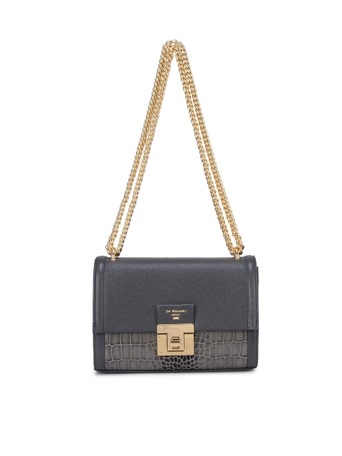 

Da Milano Grey Leather Structured Sling Bag