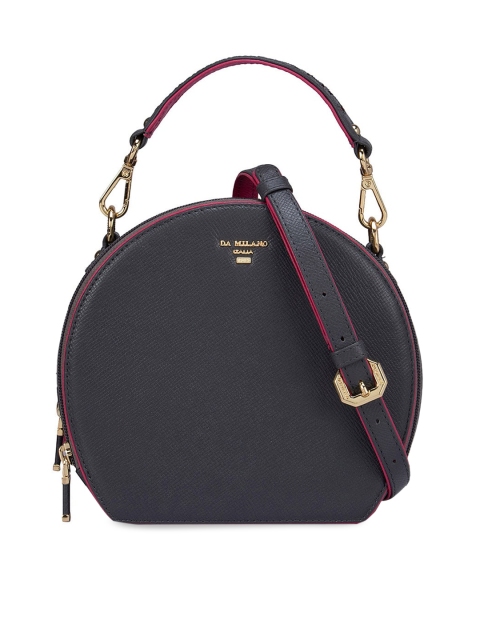 

Da Milano Women Grey Leather Half Moon Handheld Bag