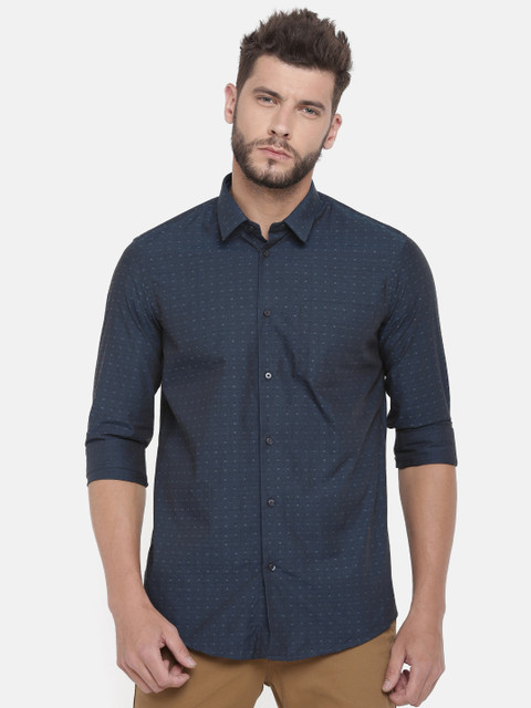 

Arrow New York Men Navy Blue Slim Fit Self-Design Casual Shirt