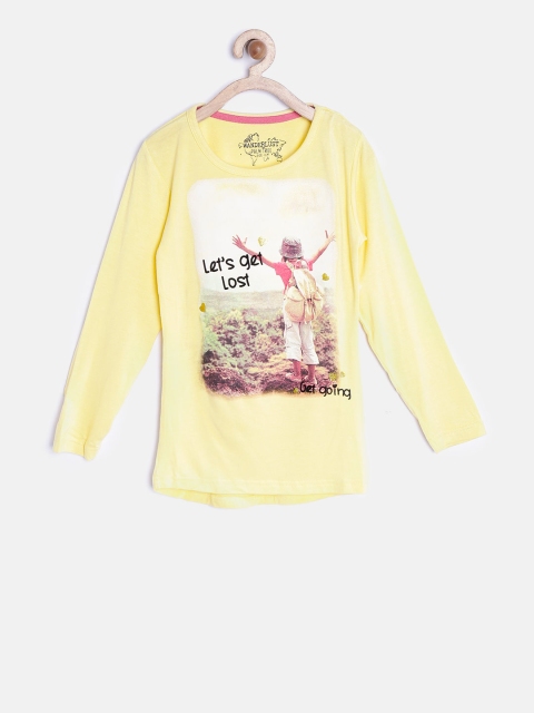 

Palm Tree Girls Yellow Printed Round Neck T-shirt