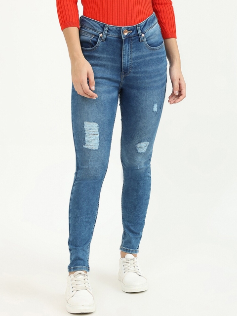 

United Colors of Benetton Women Blue Skinny Fit Mildly Distressed Light Fade Jeans