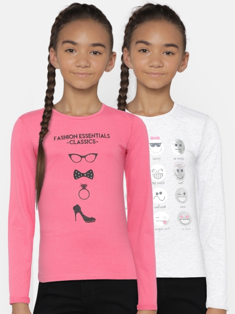 

Palm Tree Girls Pack of 2 Printed T-Shirts, Pink