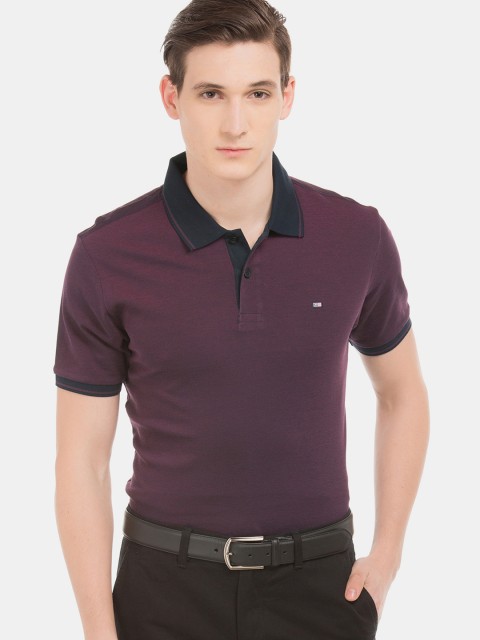 

Arrow Sport Men Burgundy Solid Polo Collar T-shirt