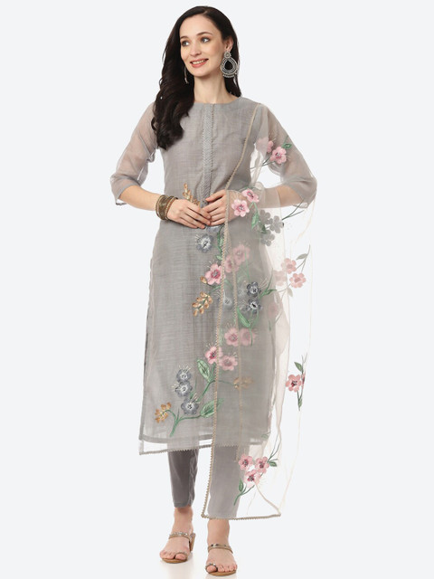 

Biba Grey Unstitched Dress Material