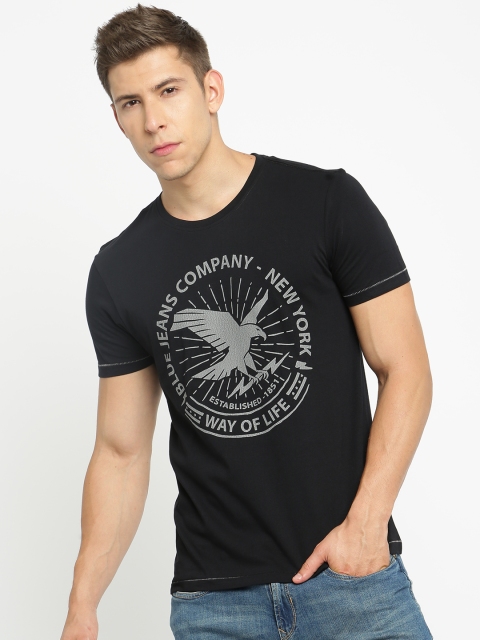 

Arrow Blue Jean Co. Men Black Printed Round Neck T-shirt