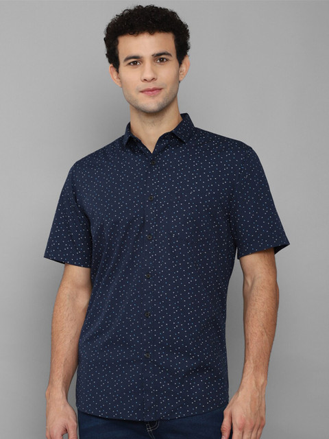 

Allen Solly Men Navy Blue Slim Fit Printed Casual Shirt