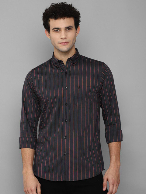 

Allen Solly Men Grey Slim Fit Striped Casual Shirt