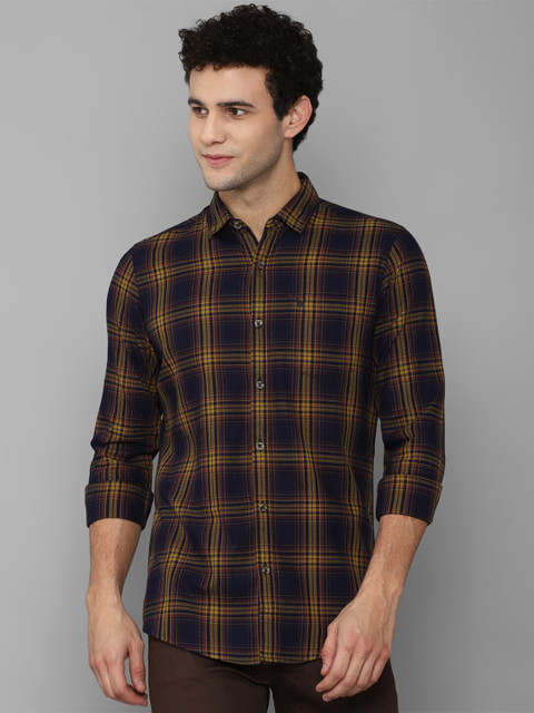 

Allen Solly Men Navy Blue Cotton Slim Fit Checked Casual Shirt