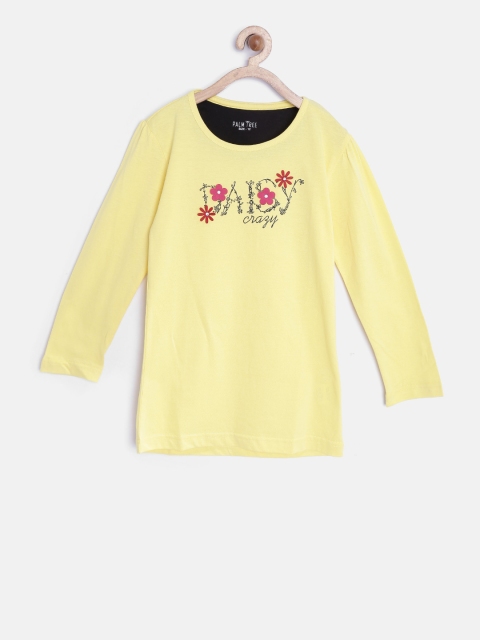

Palm Tree Girls Yellow Printed Top