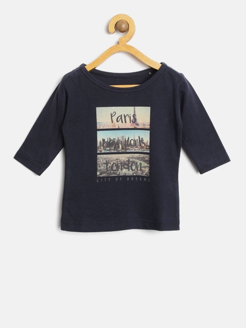 

Palm Tree Girls Navy Blue Printed Round Neck T-shirt