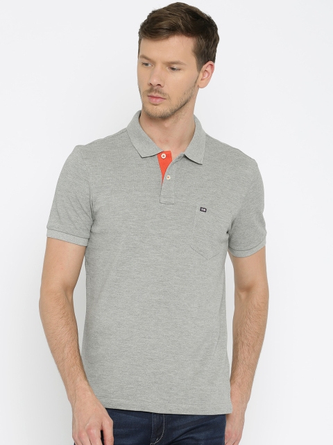 

Arrow Sport Men Grey Melange Printed Polo Collar T-shirt