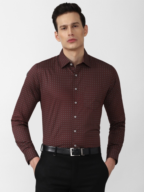 

Van Heusen Men Maroon Slim Fit Printed Formal Shirt