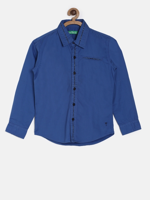 

Palm Tree Boys Blue Regular Fit Solid Casual Shirt