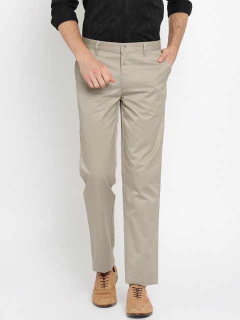 

John Players Men Light Grey Regular Fit Solid Chinos