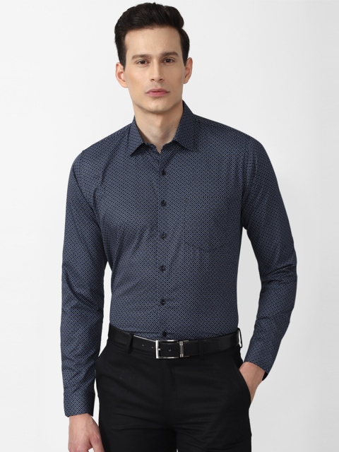 

Van Heusen Men Navy Blue Slim Fit Printed Formal Shirt