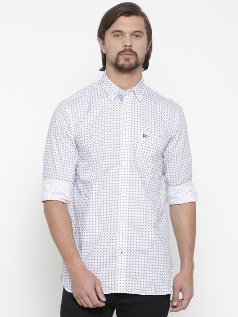

Arrow Sport Men White & Navy Blue Slim Fit Printed Casual Shirt