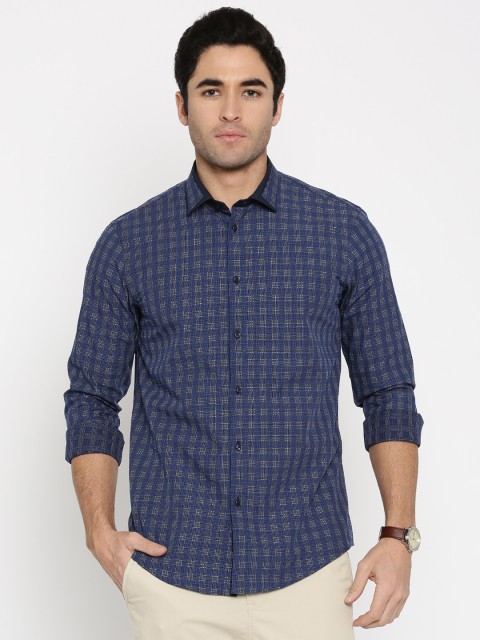

Arrow New York Men Navy Blue Slim Fit Checked Casual Shirt