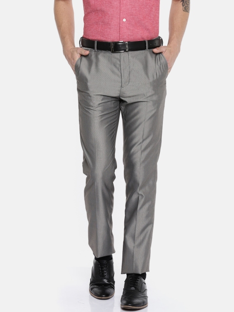 

Arrow Men Grey Tapered Fit Self Design Formal Trousers