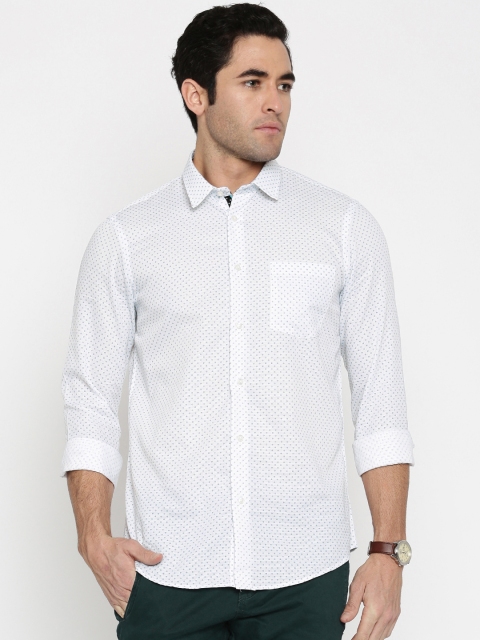 

Arrow New York Men White & Navy Blue Slim Fit Printed Casual Shirt