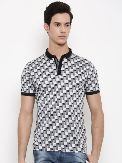 

Arrow New York Men Black & White Printed Polo Collar T-shirt