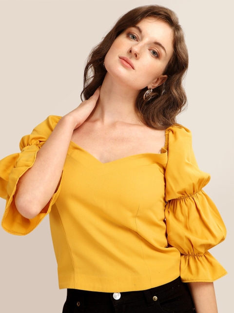 

Prettify Mustard Yellow Sweetheart Neck Top