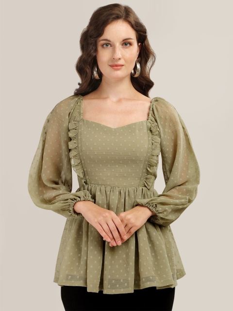 

Prettify Green Sweetheart Neck Empire Top
