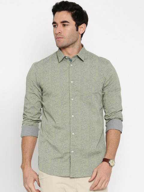 

Arrow New York Men Grey & Green Slim Fit Printed Casual Shirt